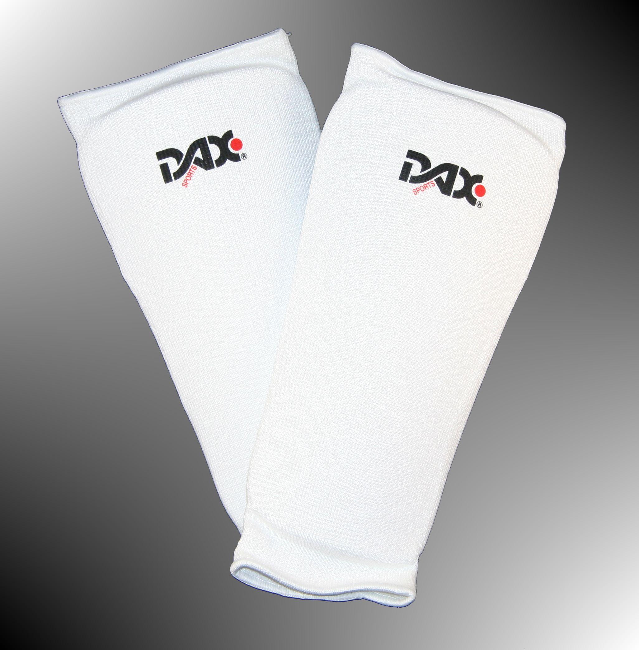 Dax-Sports- SCHIENBEINSCHUTZ ELASTIC Budo. WEISS Karate Taekwondo 